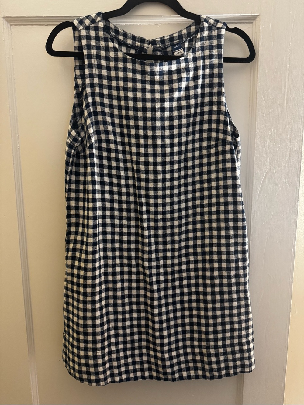 Old Navy Navy and White Gingham Sleeveless Shift Mini Dress NEVER WORN